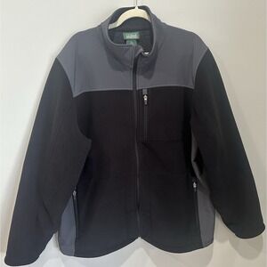 LL Bean Fleece Jacket Colorblock Black Gray Full Zip Polartec Mens XL Outdoor